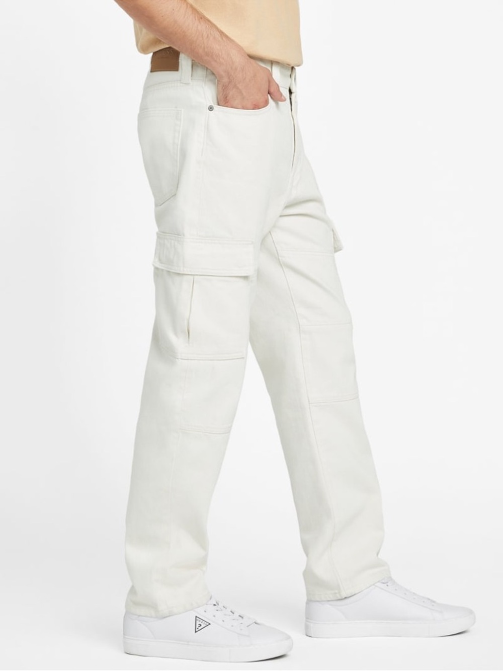 New Guess Men's White Cargo Pants